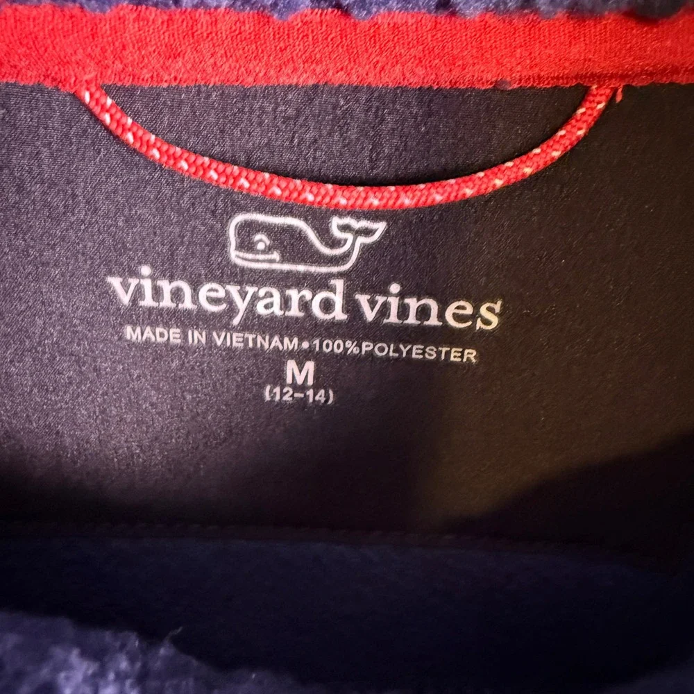 Vineyard Vines Fleece Pullover Kids M Navy Blue Quarter Zip Sherpa Jacket